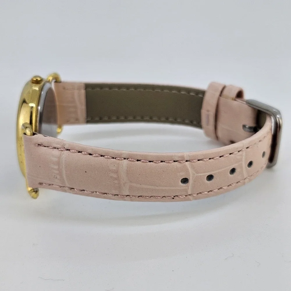 VTG Pierre Nicol Women Watch 32MM Black Dial New Pink Leather Bands New Battery‎